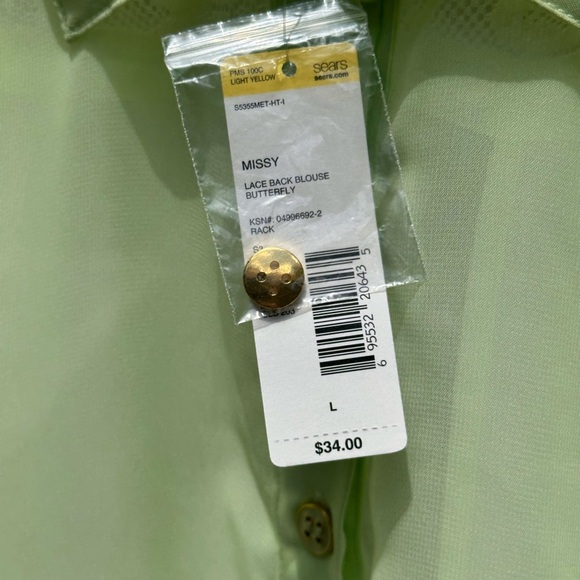 Metaphor Light Yellow Sheer & Lace Blouse Open Back Design Women’s Large NWT - Picture 8 of 16